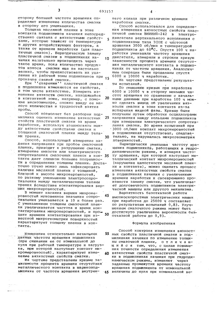 Способ контроля измерения вязкостных свойств пластичной смазки в подшипниках качения (патент 693157)