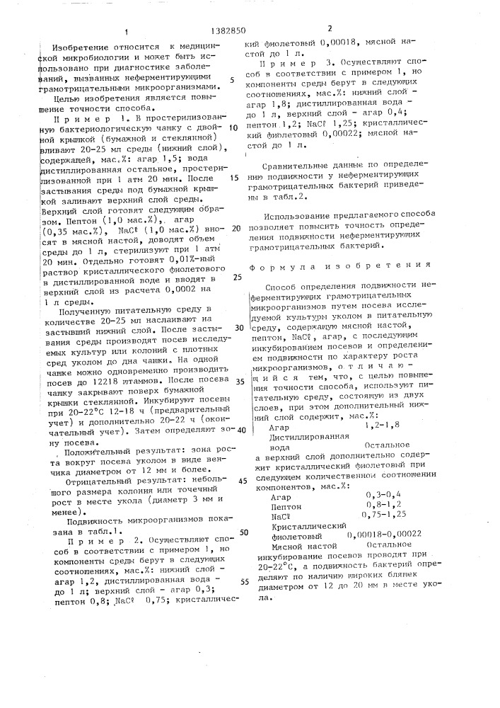 Способ определения подвижности неферментирующих грамотрицательных микроорганизмов (патент 1382850)