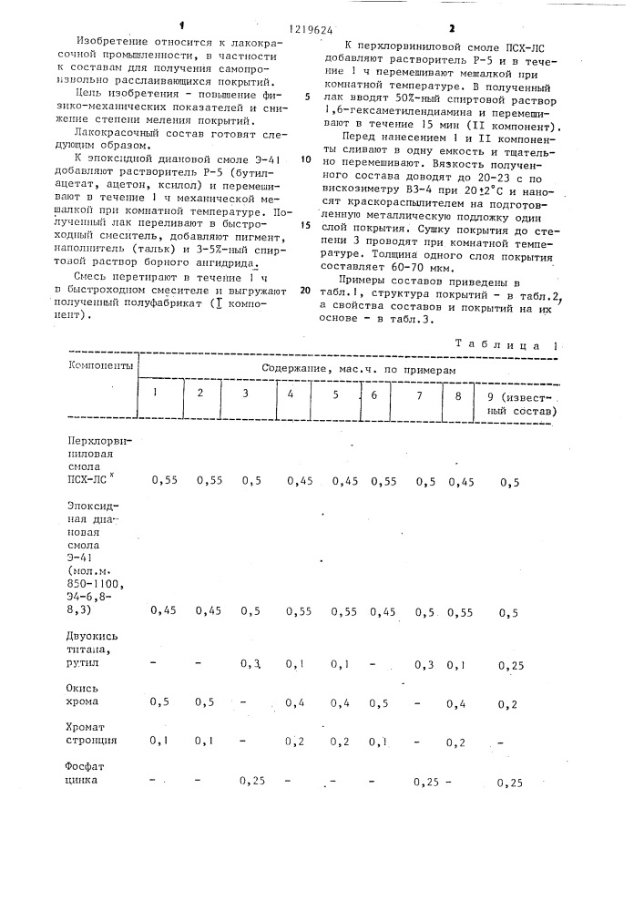 Состав для получения расслаивающихся покрытий (патент 1219624)