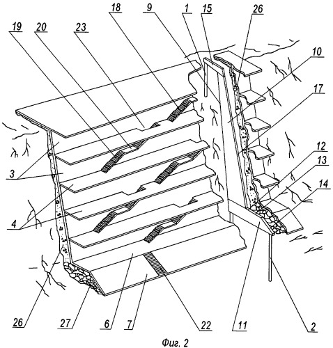 Многоярусное противообвальное сооружение с прогулочными террасами на обрыве (патент 2501911)