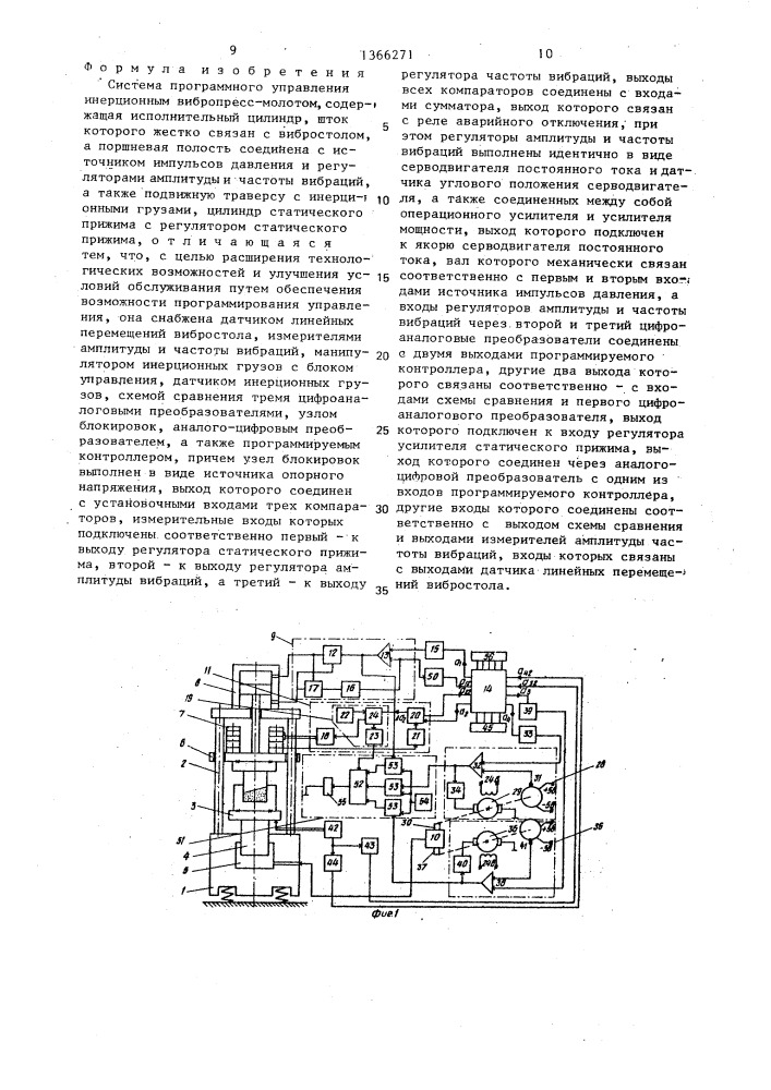 Система программного управления инерционным вибропресс- молотом (патент 1366271)