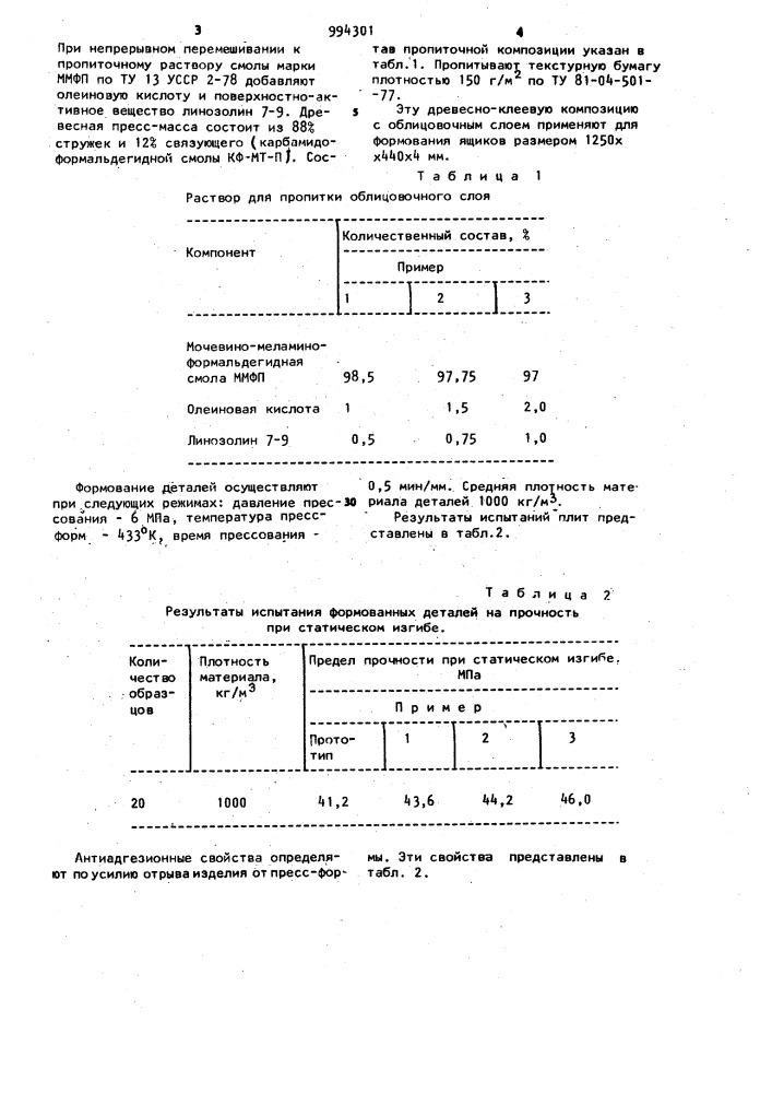 Способ изготовления облицованных изделий из древесной пресс- массы (патент 994301)