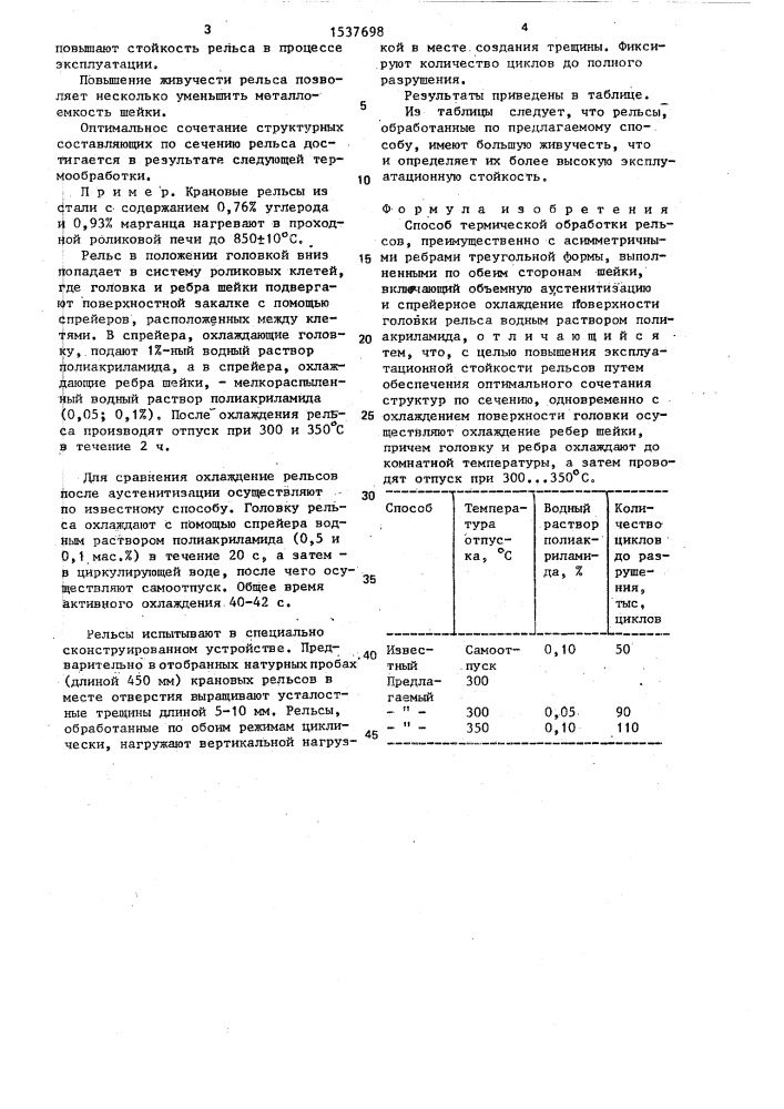 Способ термической обработки рельсов (патент 1537698)