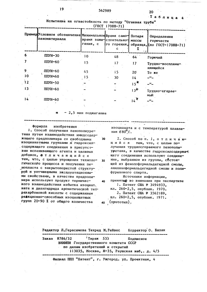 Способ получения пенополиуретана (патент 562989)