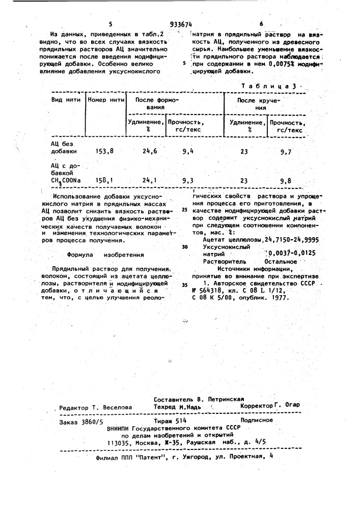 Прядильный раствор для получения волокон (патент 933674)