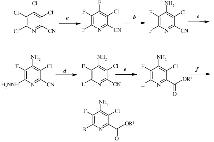 Способ получения 4-амино-3-хлор-5-фтор-6-(замещенных)пиколинатов (патент 2539578)