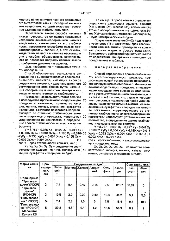 Способ определения сроков стабильности алкогольсодержащих продуктов (патент 1741067)