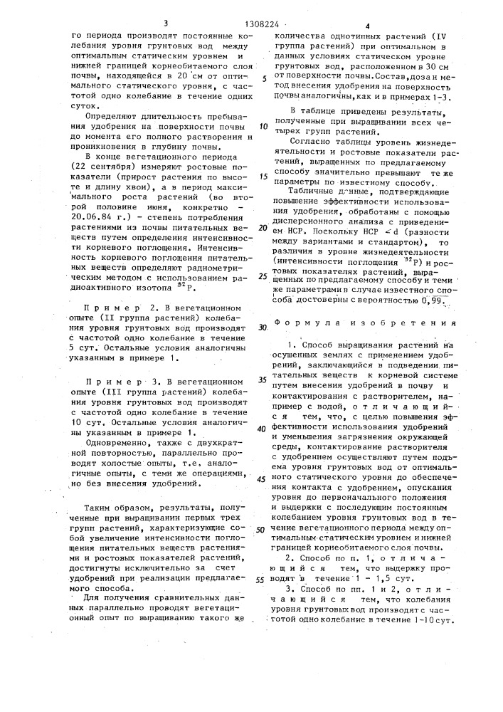 Способ выращивания растений на осушенных землях с применением удобрений (патент 1308224)