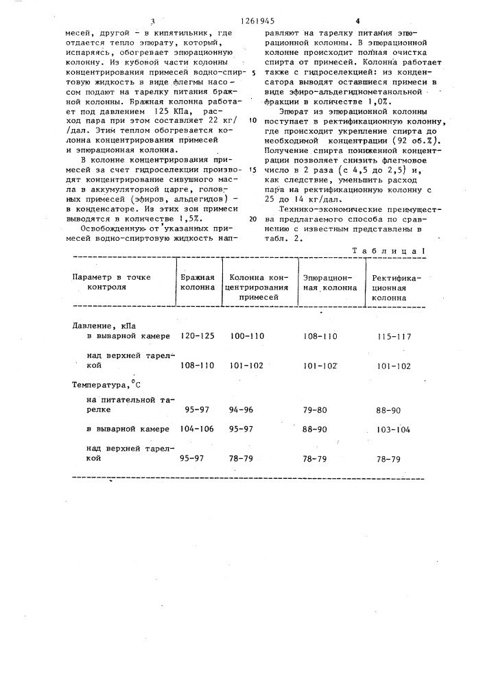 Способ производства ректификованного спирта (патент 1261945)