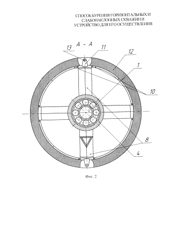 Способ бурения горизонтальных и слабонаклонных скважин и устройство для его осуществления (патент 2578081)