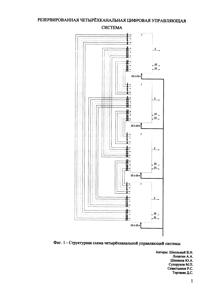 Резервированная четырёхканальная цифровая управляющая система (патент 2665252)