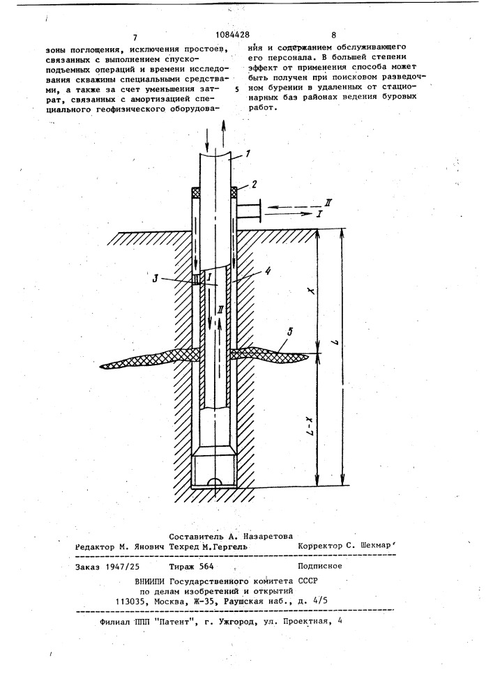 Способ определения зоны поглощения в процессе бурения (патент 1084428)