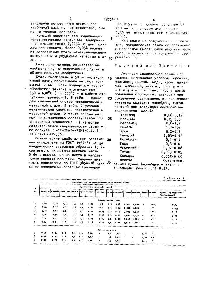 Листовая свариваемая сталь для кранов (патент 1822447)
