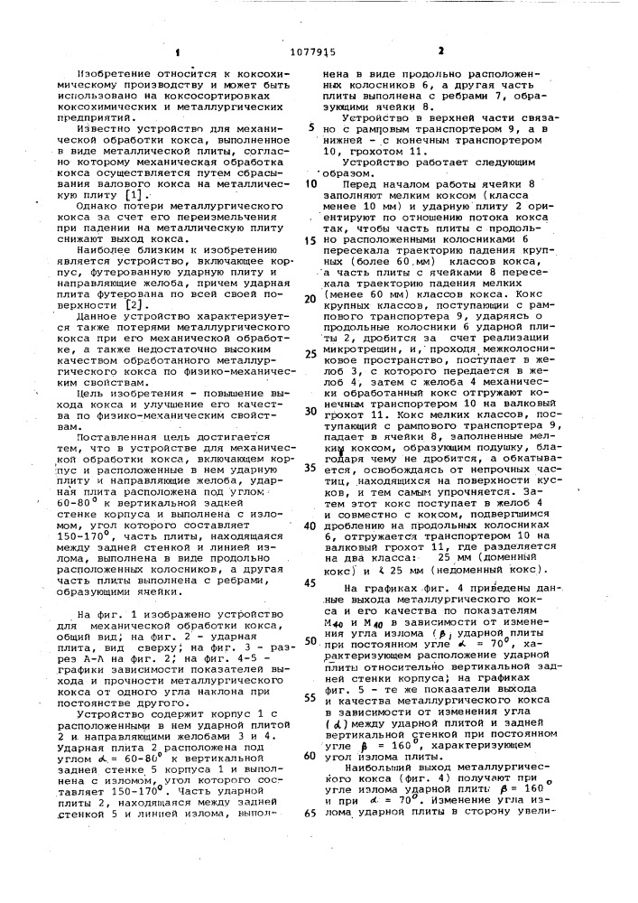 Устройство для механической обработки кокса (патент 1077915)