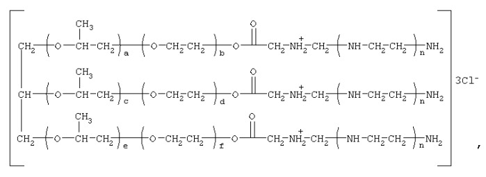 1,2,3-трис{[аминополи(этиленамино)этиламмонио]-метилкарбонилоксиполи(алкиленокси)}пропан трихлориды, обладающие фунгицидной активностью, свойствами эмульгаторов катионных битумных эмульсий, способностью повышать адгезию битумов к минеральным материалам, и способ их получения (патент 2284317)
