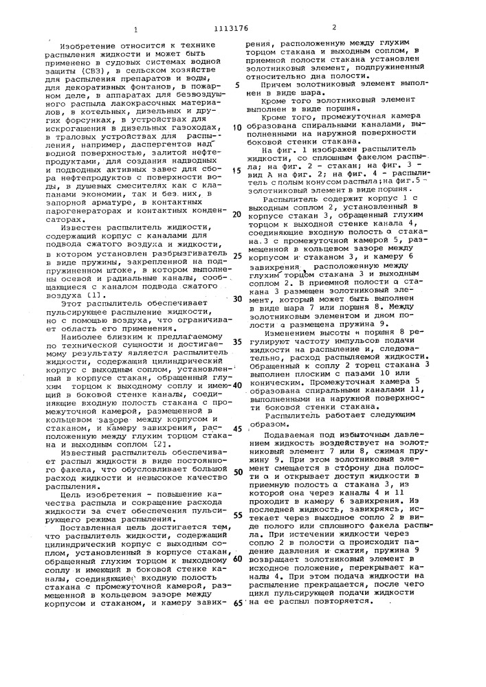 Распылитель жидкости (патент 1113176)