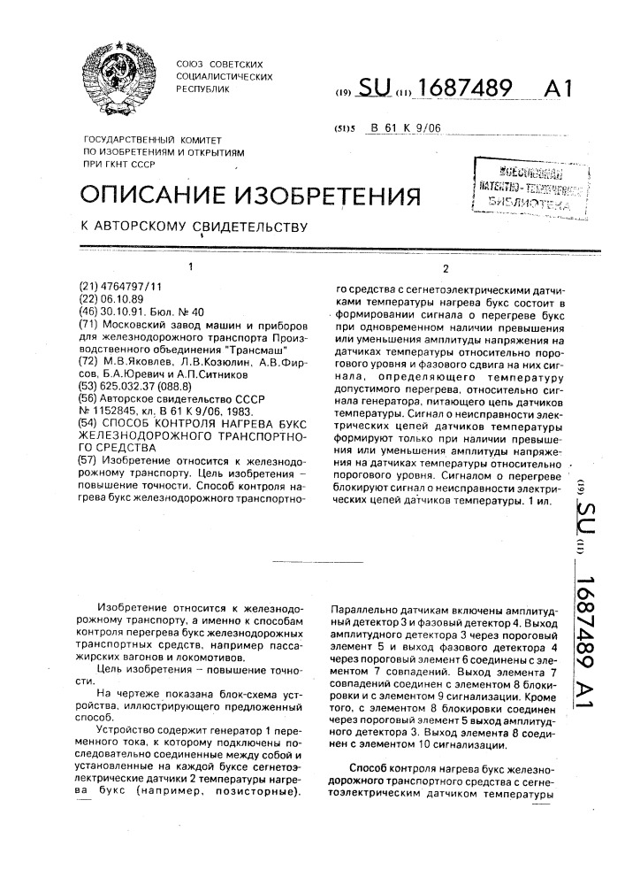 Способ контроля нагрева букс железнодорожного транспортного средства (патент 1687489)