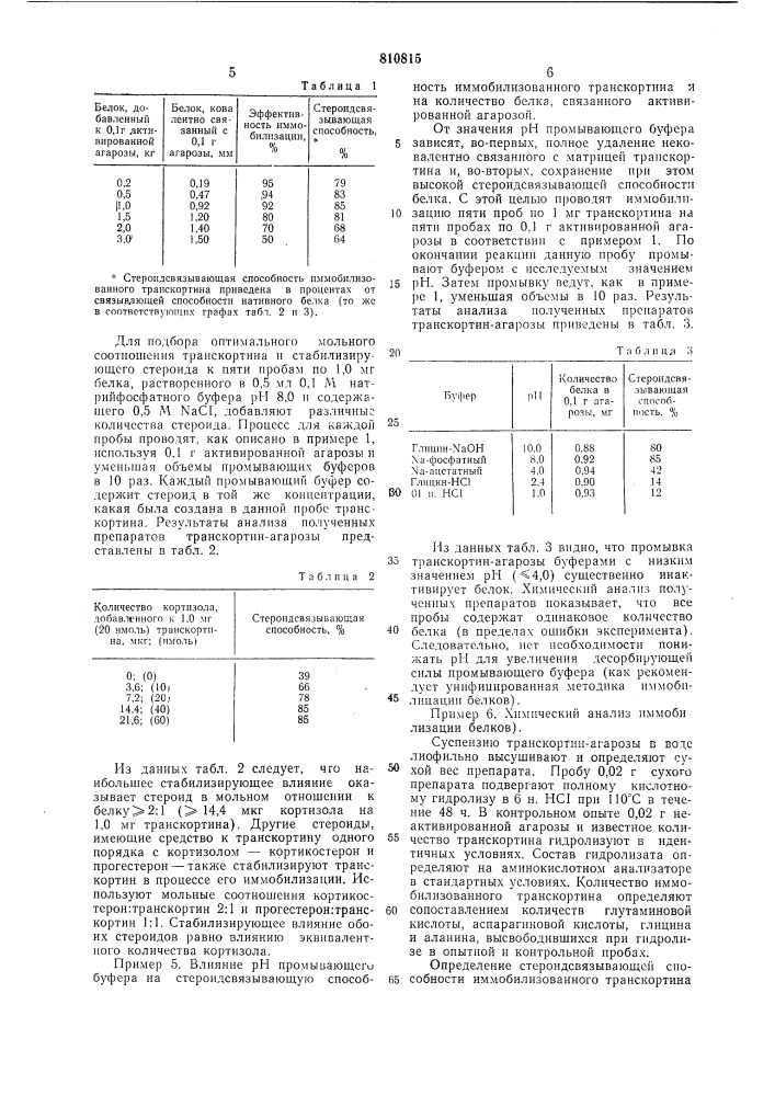 Способ иммобилизации транскортина (патент 810815)