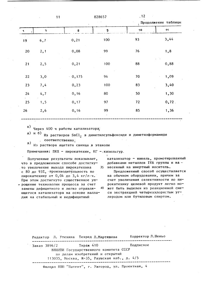 Способ получения пирокатехина (патент 828657)