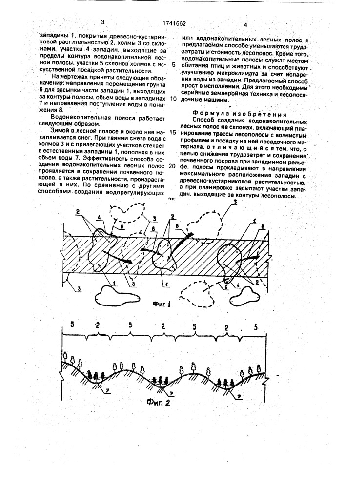 Способ создания водонакопительных лесных полос на склонах (патент 1741662)