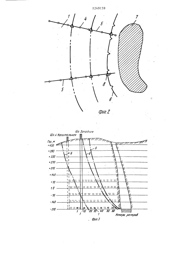 Способ определения сдвижений массива горных пород (патент 1249159)