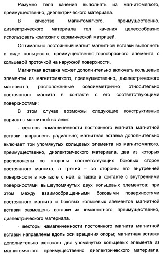Способ магнитной разгрузки тел качения от действия центробежных сил в опорах вращения и опора вращения для его осуществления (варианты) (патент 2348839)