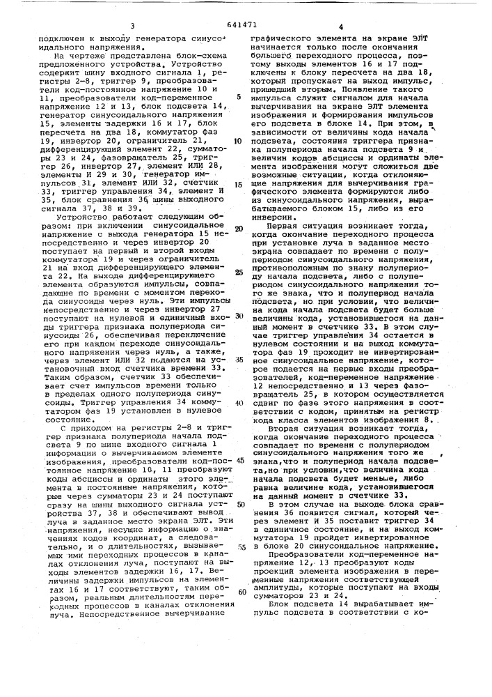 Устройство для отображения графической информации на экране электронно-лучевой трубки (патент 641471)