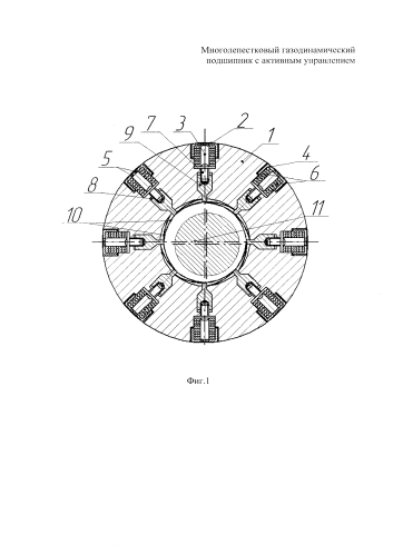 Многолепестковый газодинамический подшипник с активным управлением (патент 2581101)