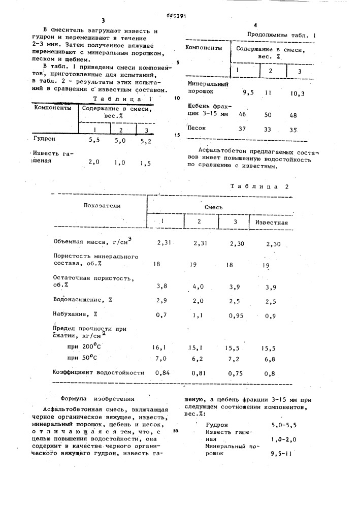 Асфальтобетонная смесь (патент 885391)