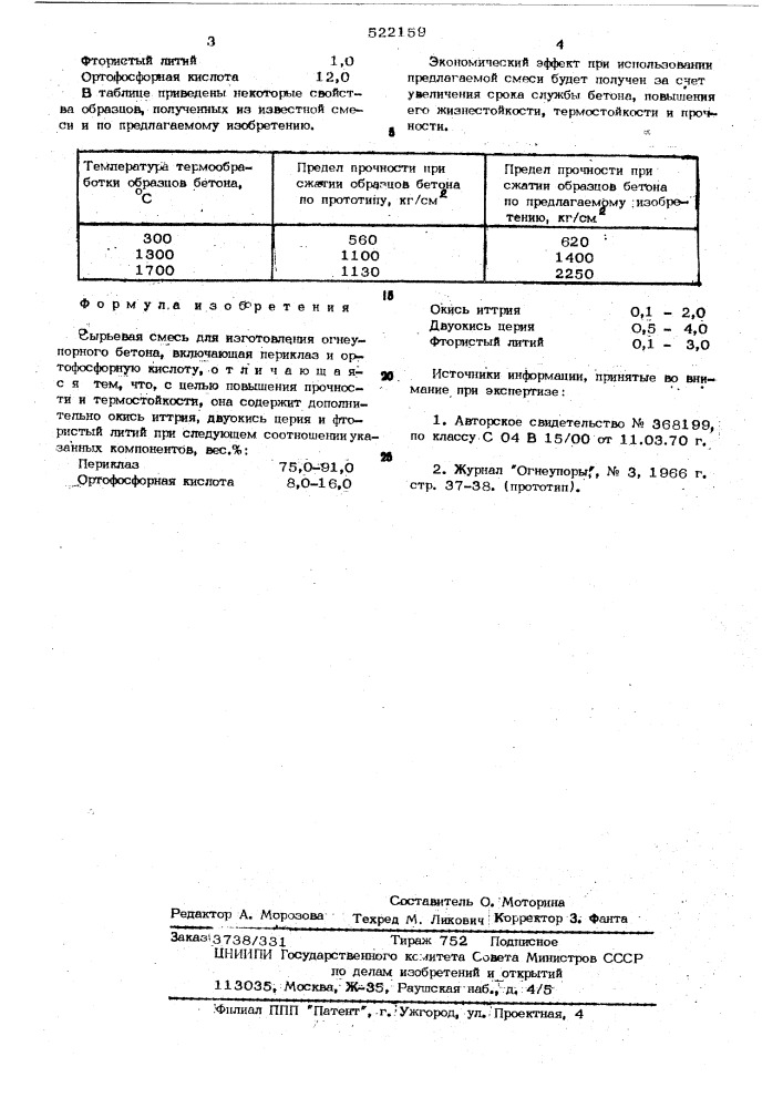 Сырьевая смесь для изготовления огнеупорного бетона (патент 522159)