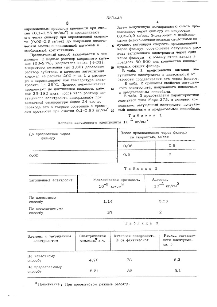 Способ получения загущенного электролита для первичного источника тока (патент 557440)