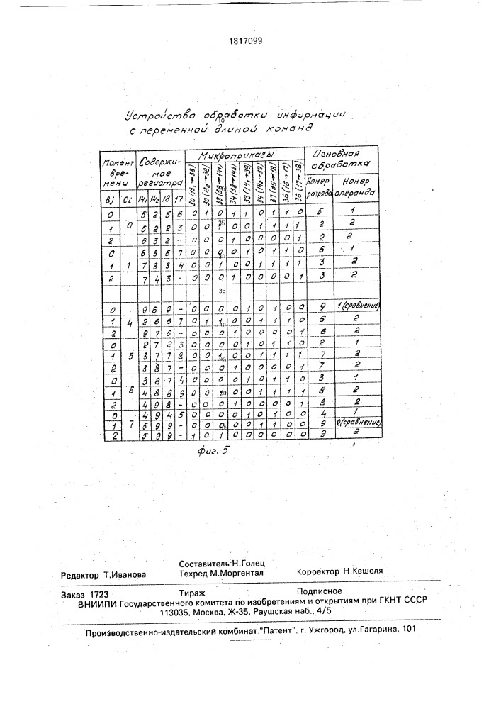 Устройство обработки информации с переменной длиной команд (патент 1817099)