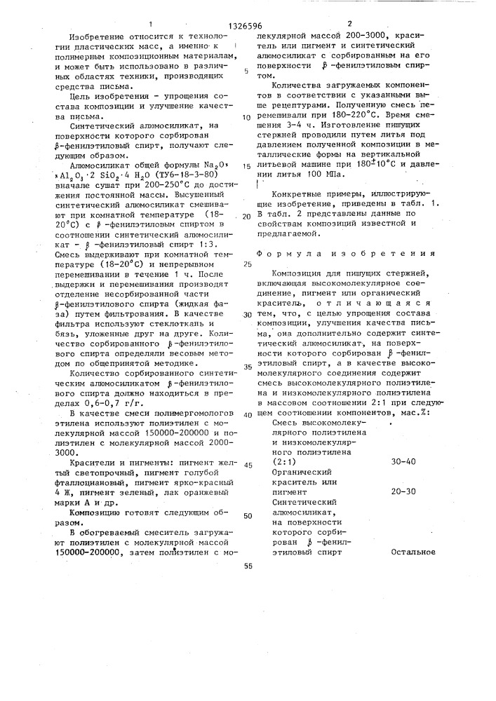 Композиция для пишущих стержней (патент 1326596)