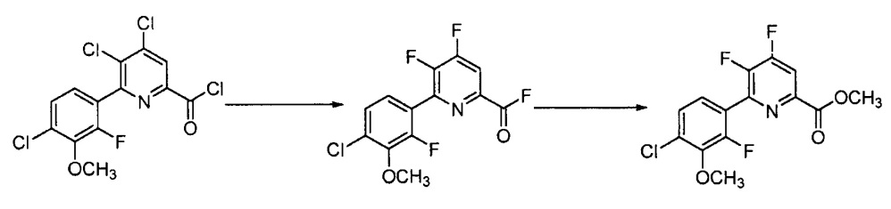 Способ получения 4-амино-5-фтор-3-галоген-6-(замещенных)пиколинатов (патент 2632203)