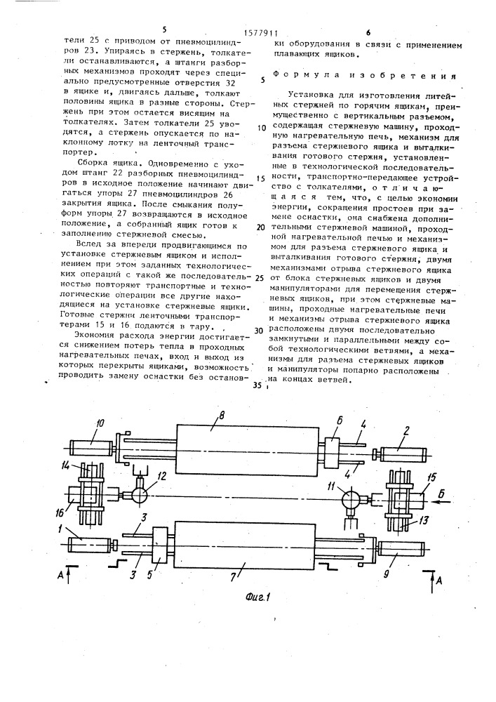 Установка для изготовления литейных стержней по горячим ящикам (патент 1577911)