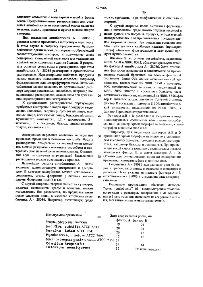 Способ получения антибиотического комплекса а-28086 (патент 576966)