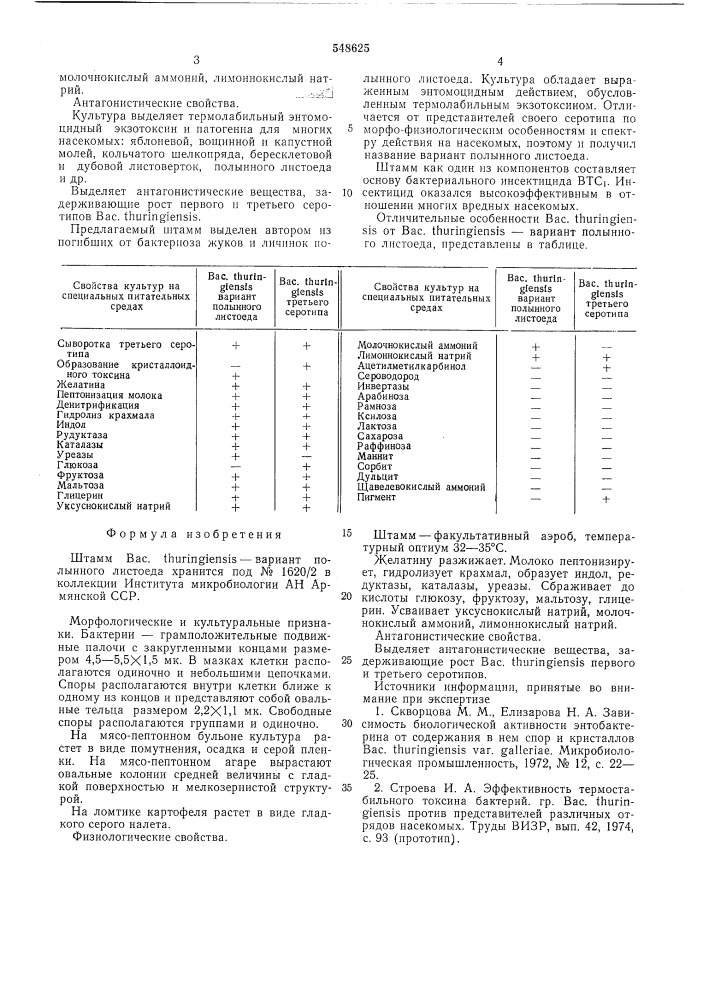 Штамм вас вариант полынного листоеда (патент 548625)