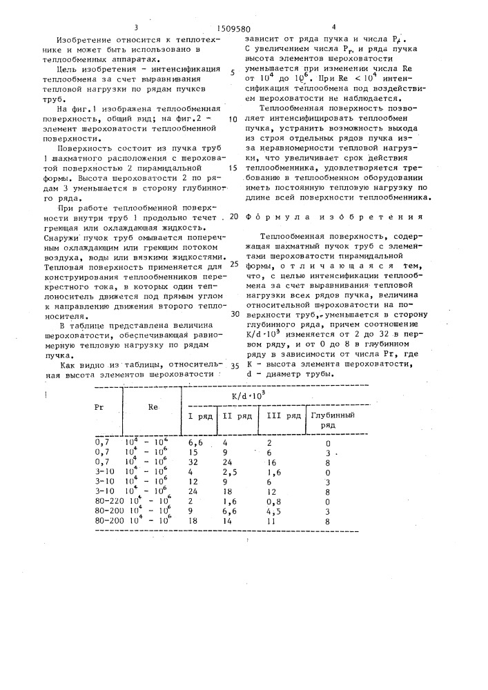 Теплообменная поверхность (патент 1509580)