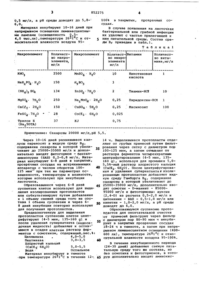Способ регенерации растенийлюцерны (патент 852275)