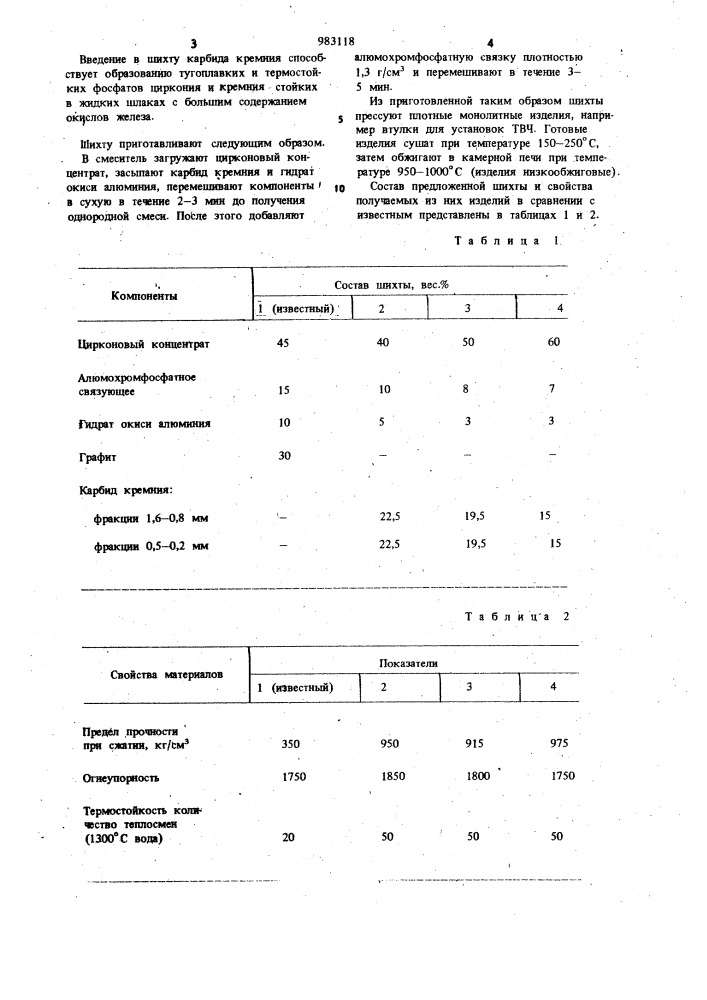 Шихта для изготовления огнеупорных изделий (патент 983118)