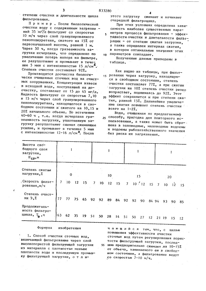 Способ очистки сточных вод (патент 833280)