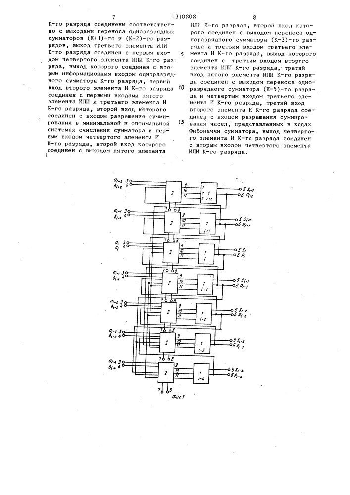 Комбинационный сумматор (патент 1310808)