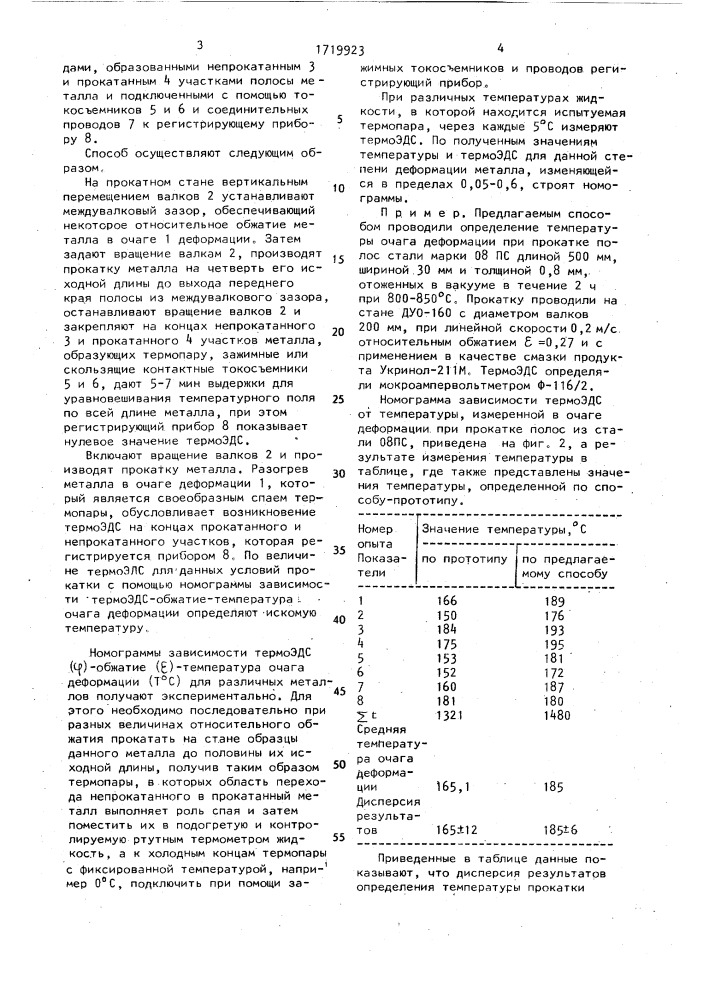 Способ измерения температуры при холодной прокатке металлов (патент 1719923)