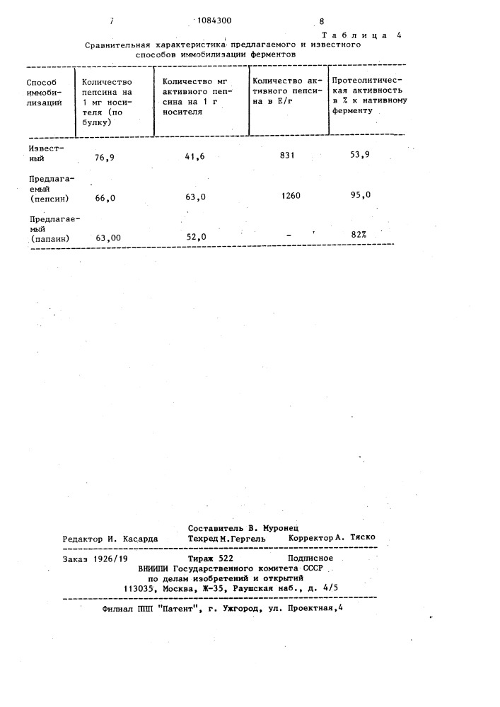 Способ получения иммобилизованных протеолитических ферментов (патент 1084300)