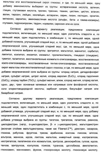 Композиции подсластителя, обладающие повышенной степенью сладости и улучшенными временными и/или вкусовыми характеристиками (патент 2459435)