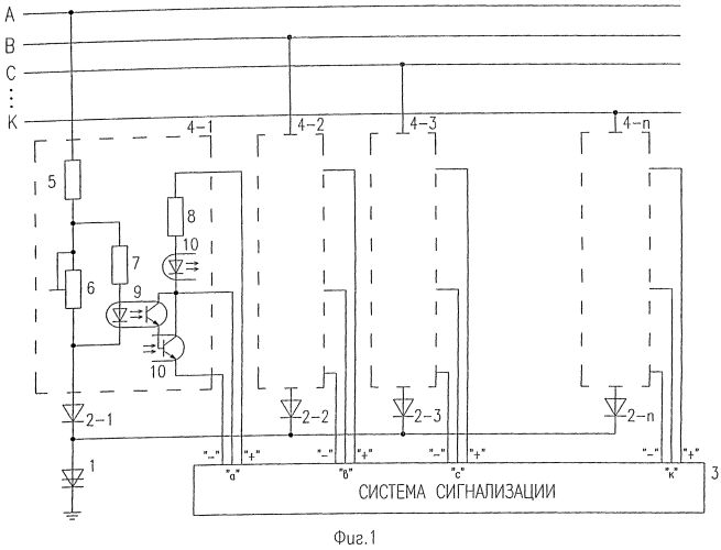 Устройство избирательного контроля замыкания фазы на корпус в многофазных сетях с изолированной нейтралью (патент 2574866)