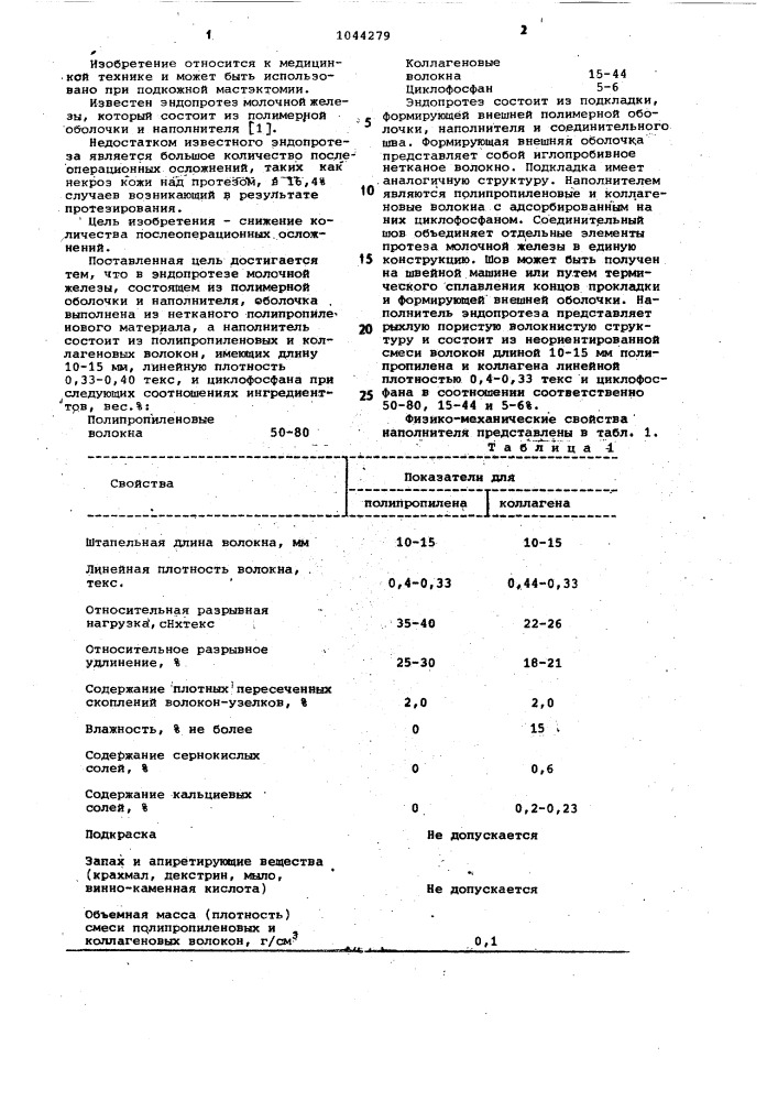 Эндопротез молочной железы (патент 1044279)