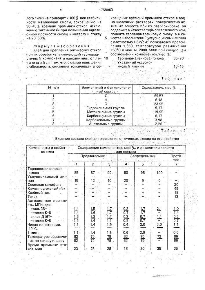 Клей для крепления оптических стекол при их обработке (патент 1758063)