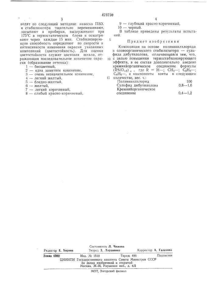 Композиция на основе поливинилхлорида (патент 473730)