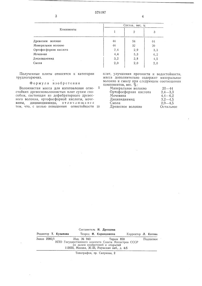 Волокнистая масса (патент 578197)